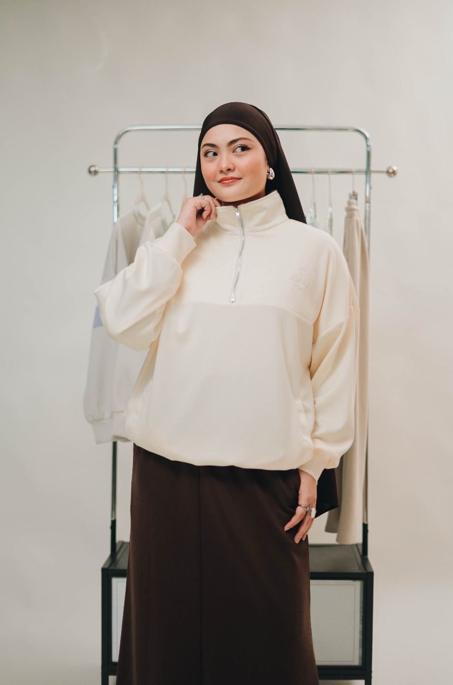 Habibti Quarter Zip Jacket in Butter