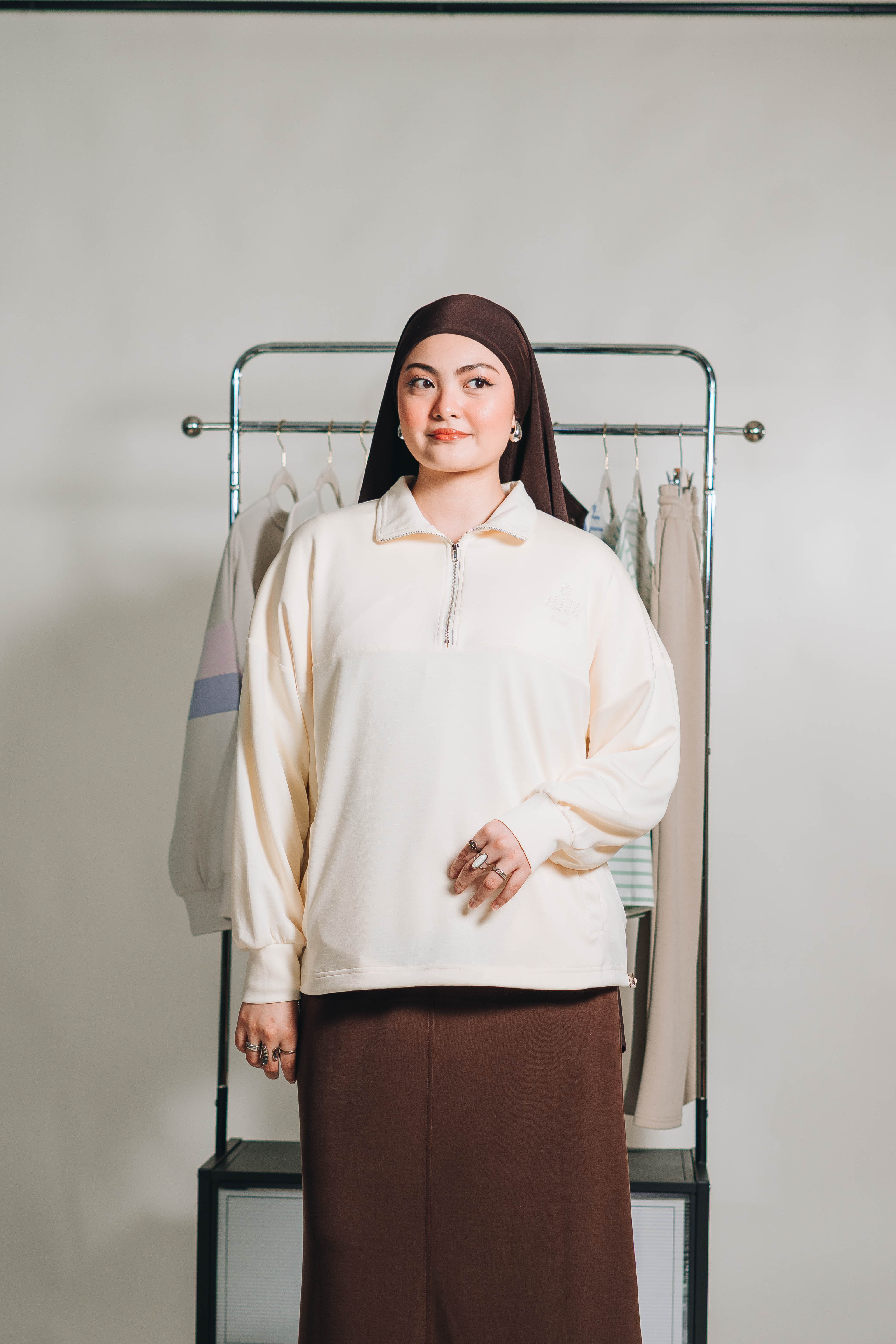 Habibti Quarter Zip Jacket in Butter