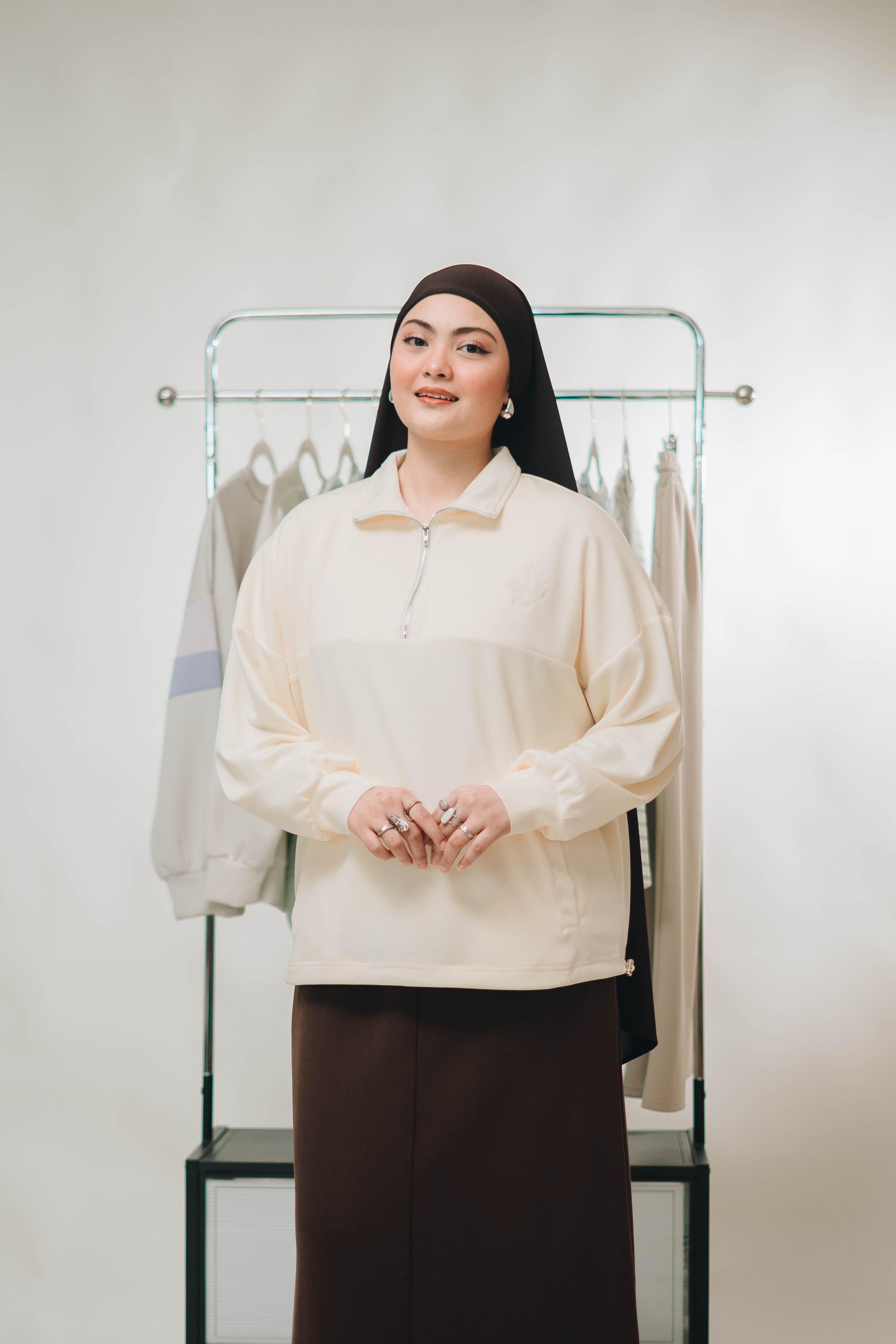 Habibti Quarter Zip Jacket in Butter