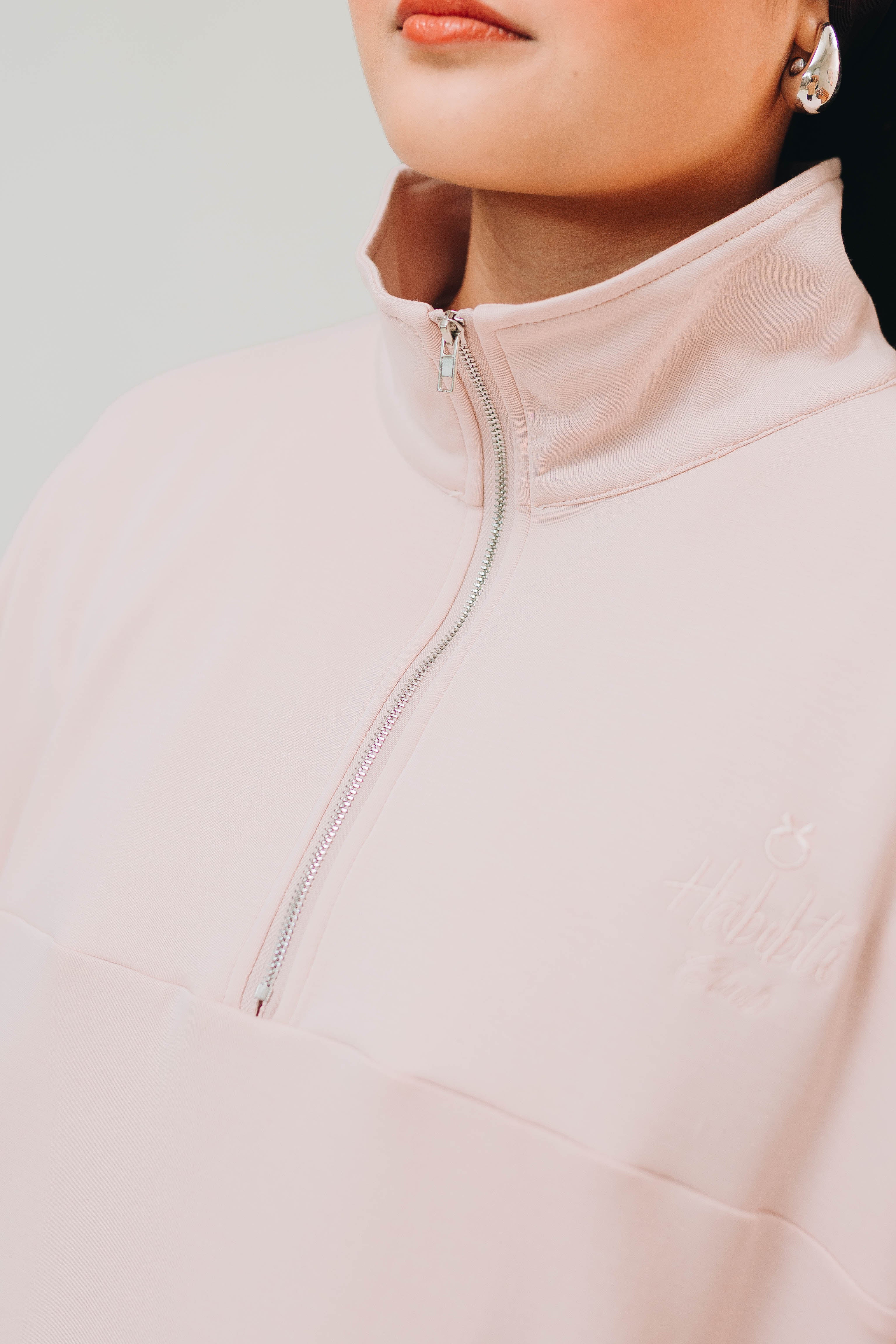 Habibti Quarter Zip Jacket in Strawberry