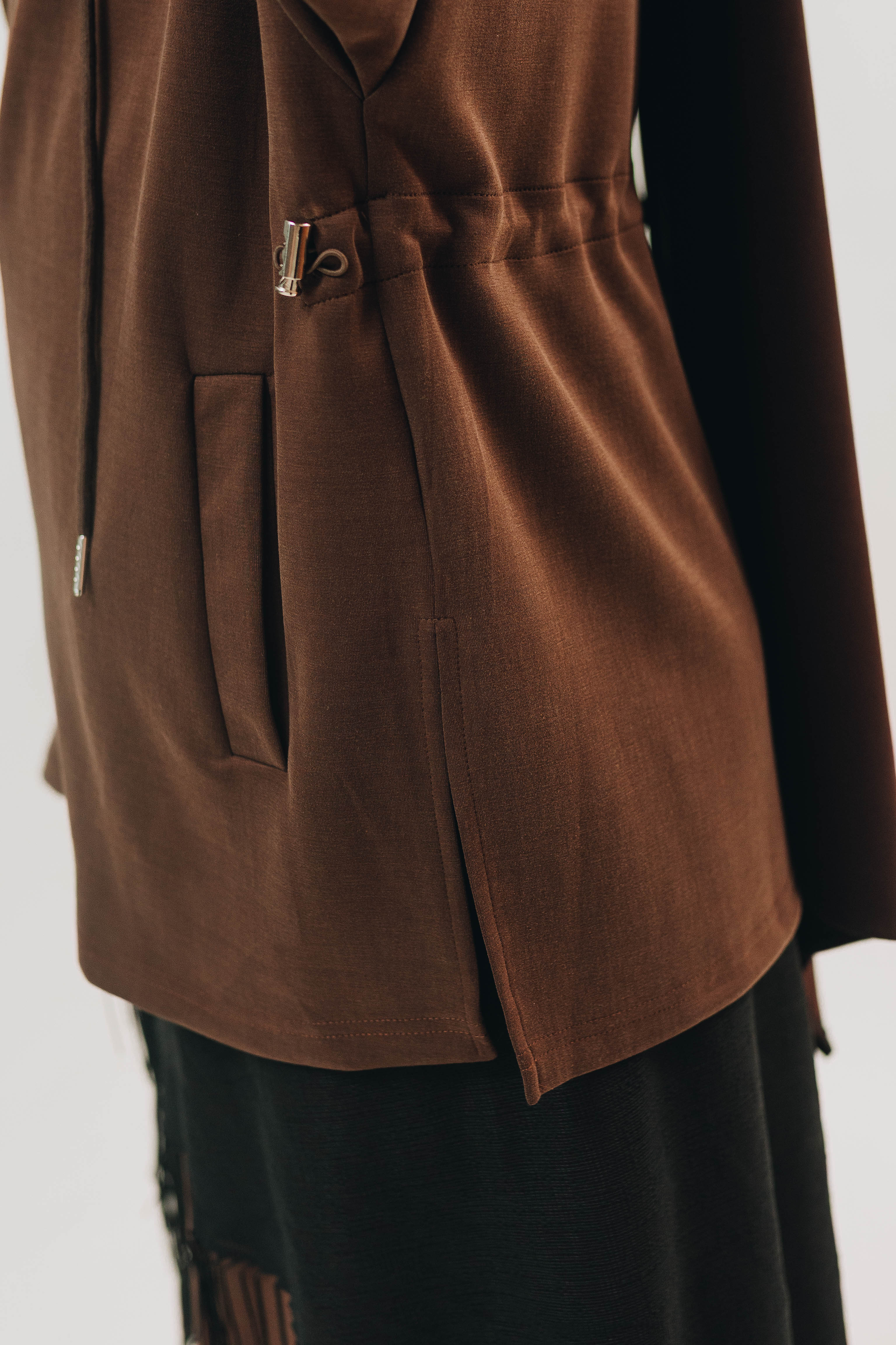 Habibti Modal Zip-Up Hoodie in Brown
