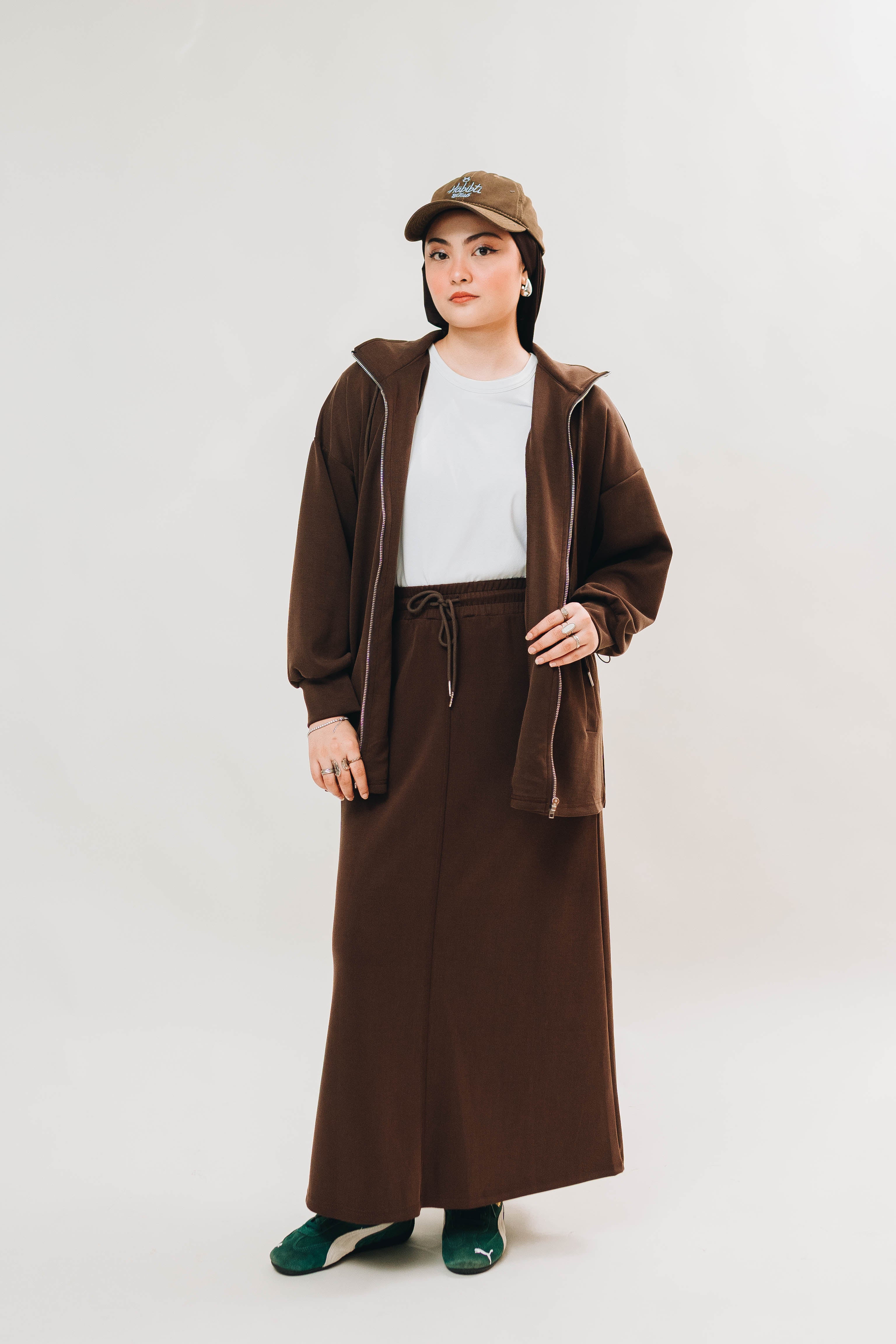 Habibti Modal Zip-Up Hoodie in Brown