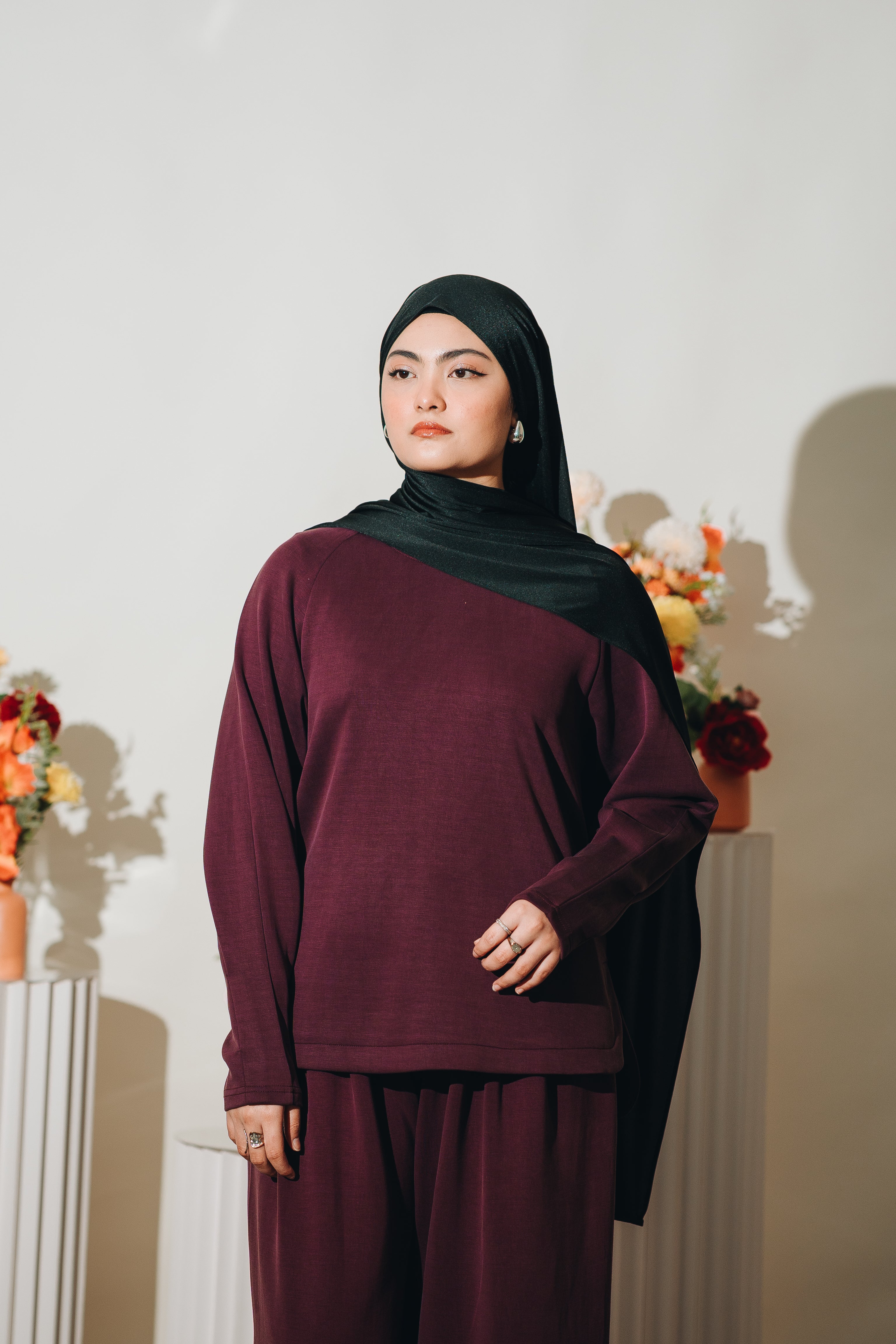 Habibti Lounge Top in Burgundy