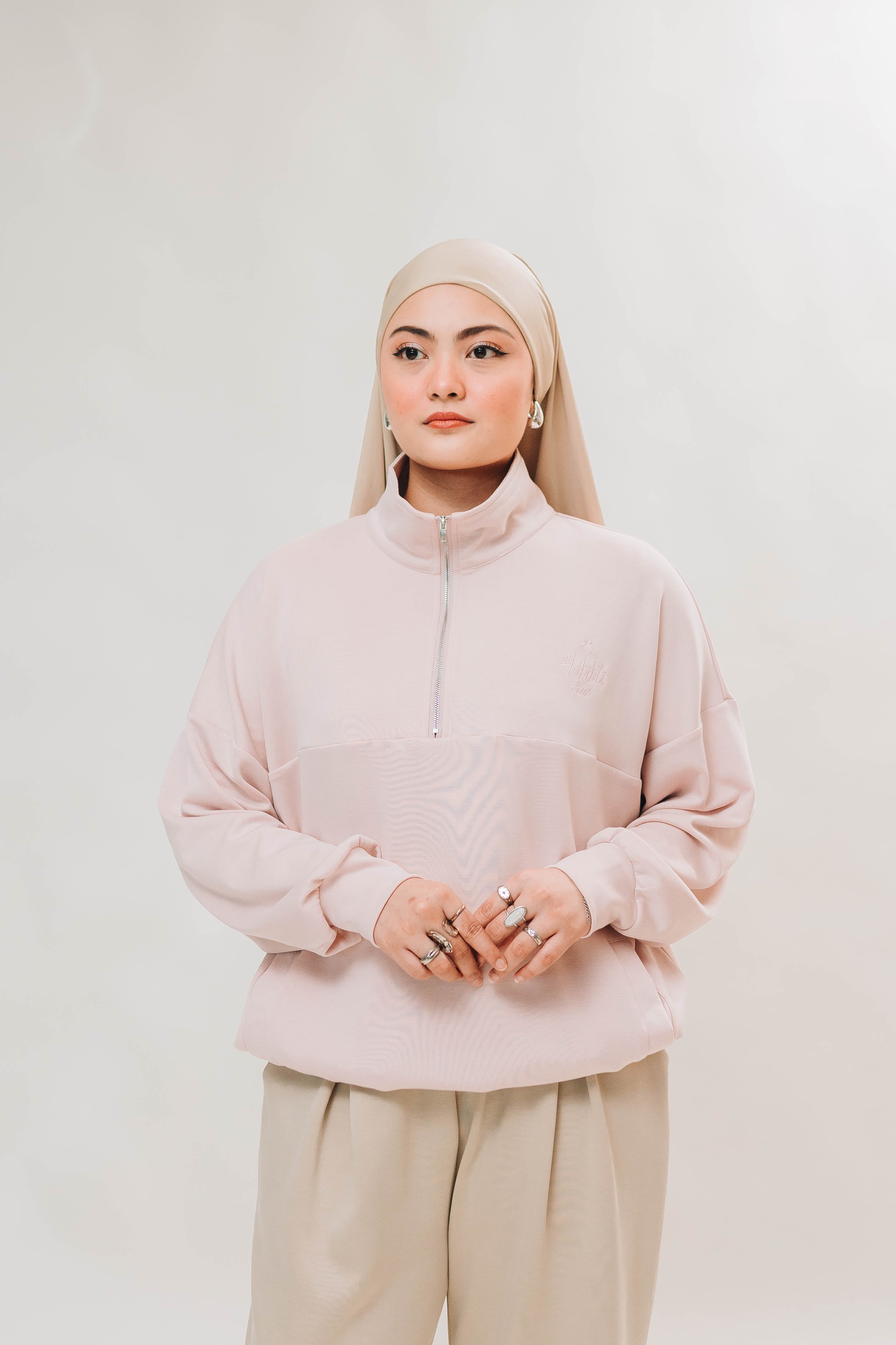 Habibti Quarter Zip Jacket in Strawberry