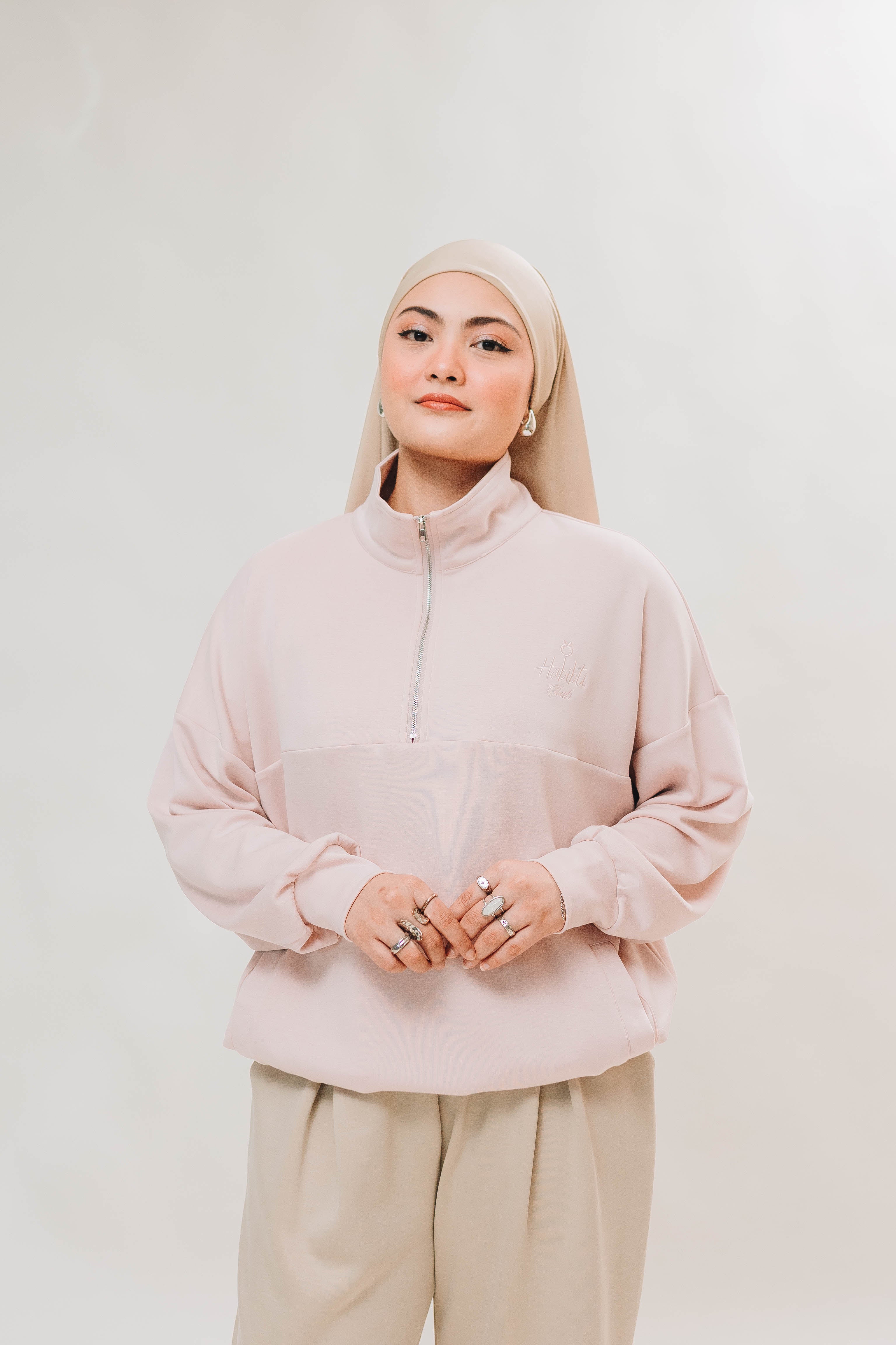 Habibti Quarter Zip Jacket in Strawberry