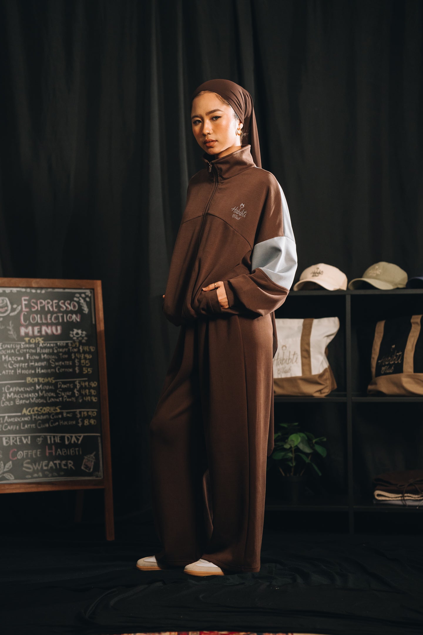 Habibti Modal Dual Tone Jacket in Brown