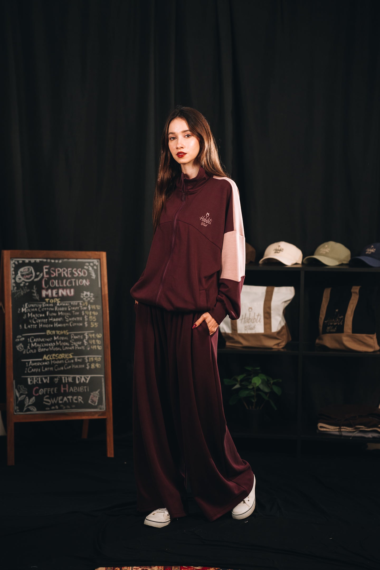 Habibti Modal Dual Tone Jacket in Burgundy