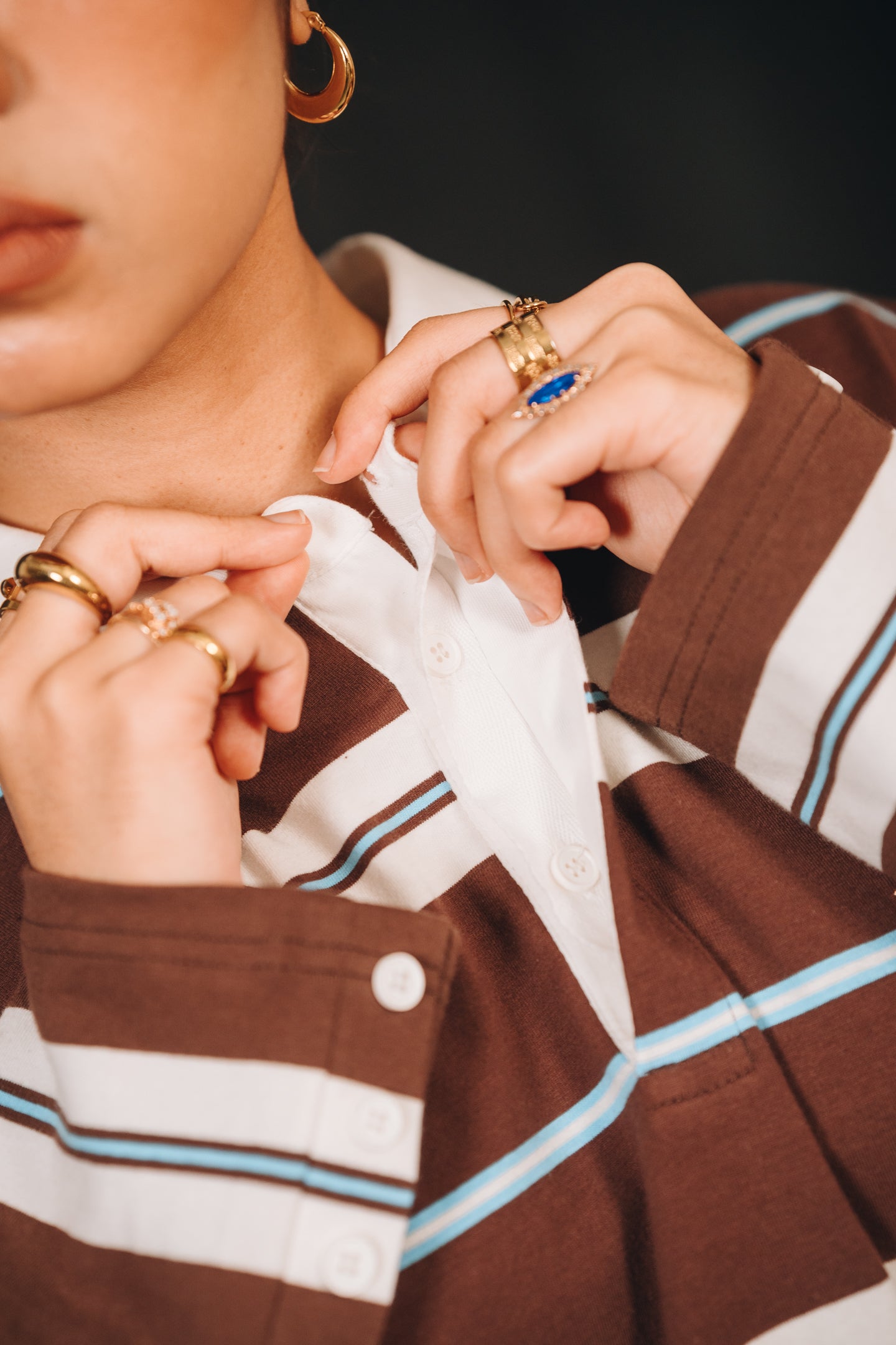 Noa Stripe Top in Chocolate