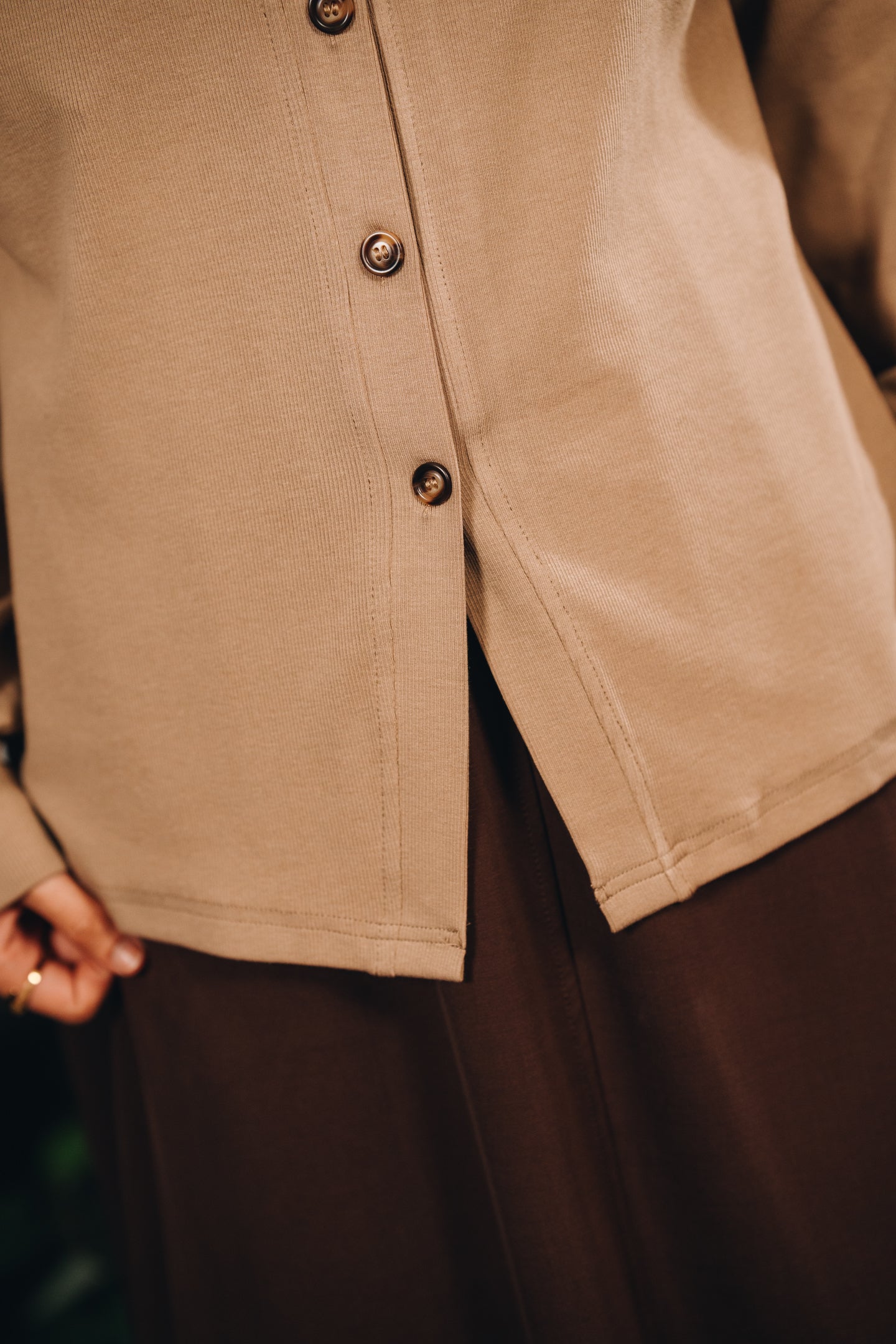 Modal Knitted Cardigan in Toffee