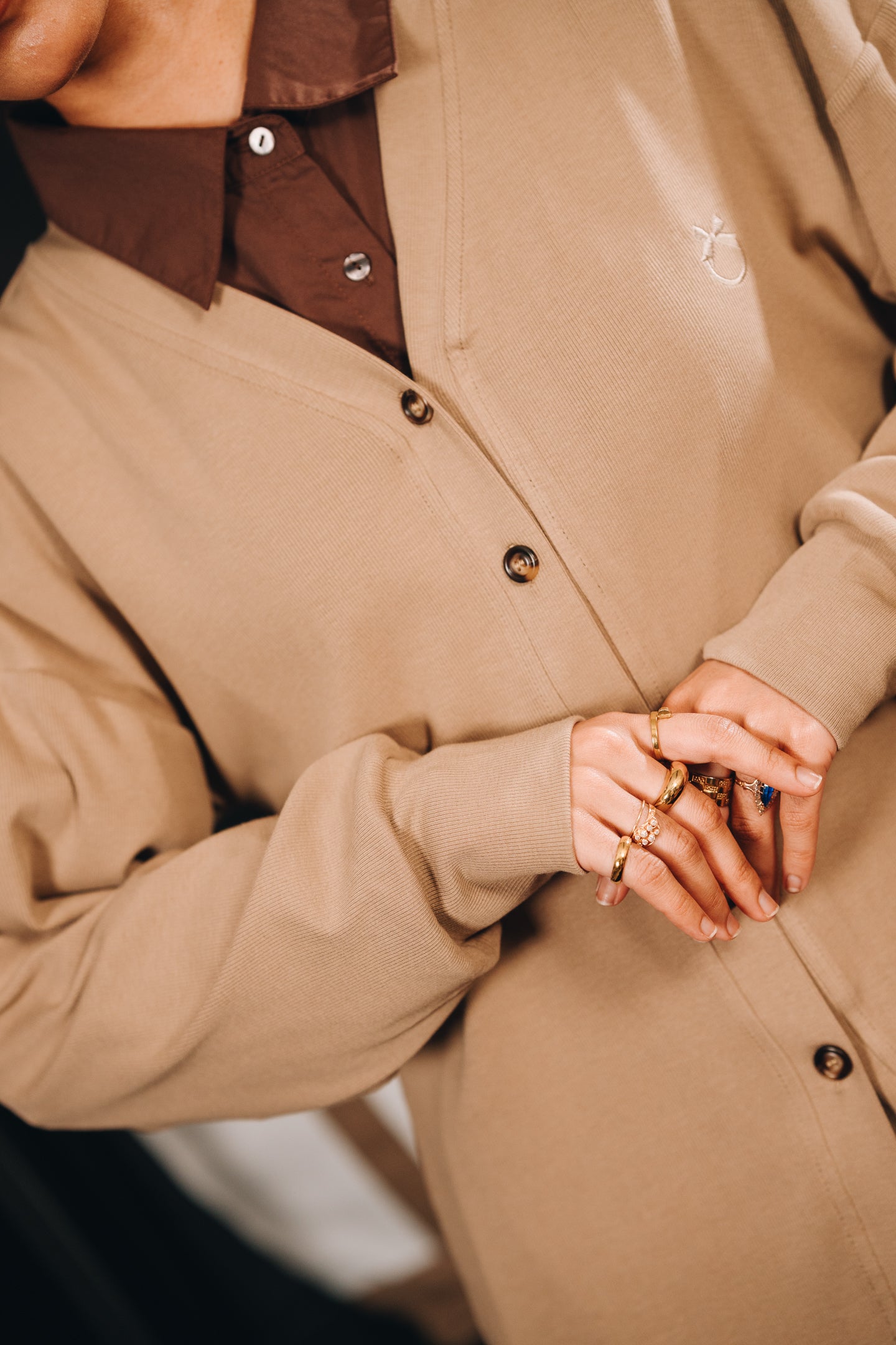 Modal Knitted Cardigan in Toffee