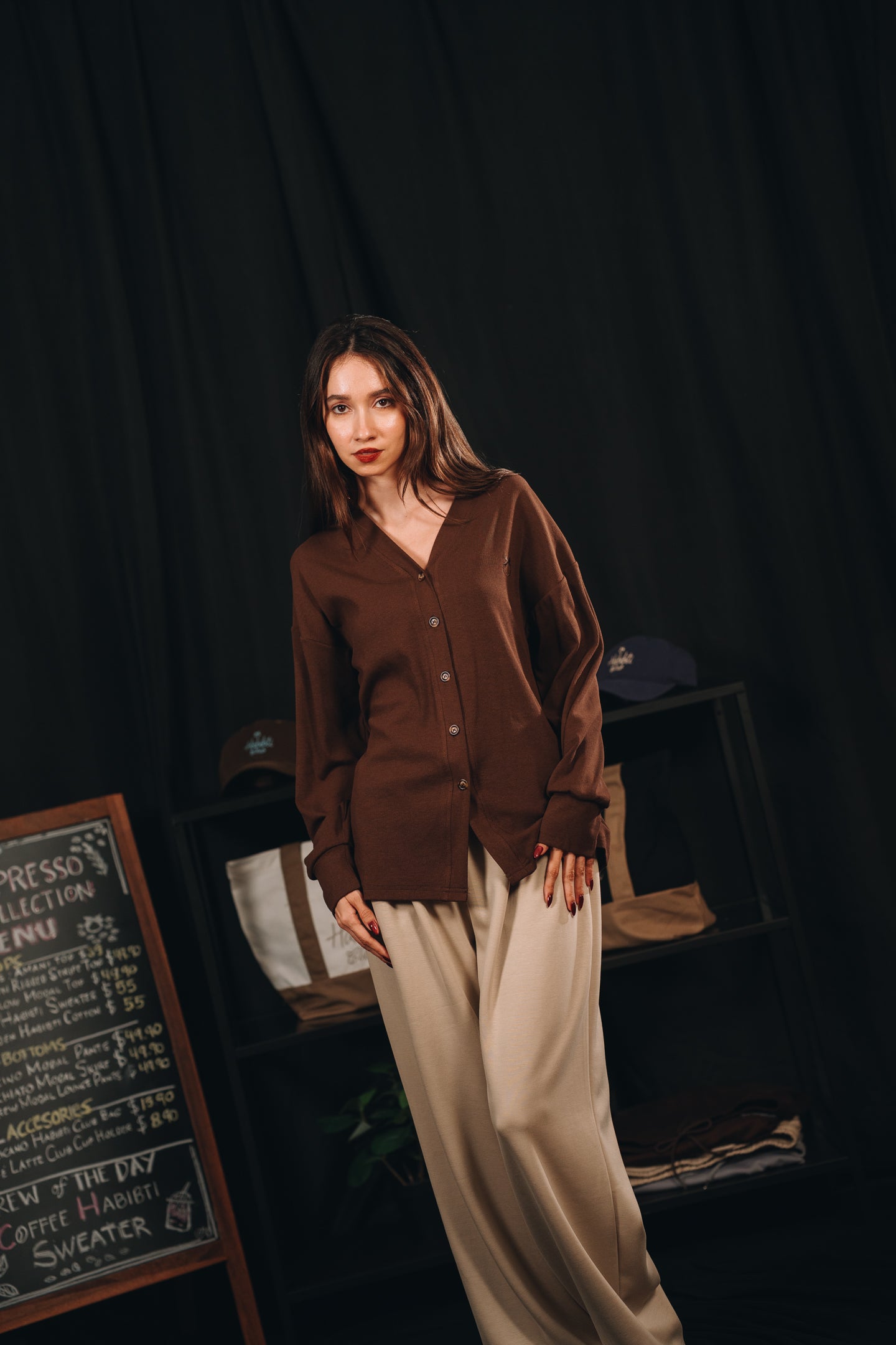 Modal Knitted Cardigan in Cocoa