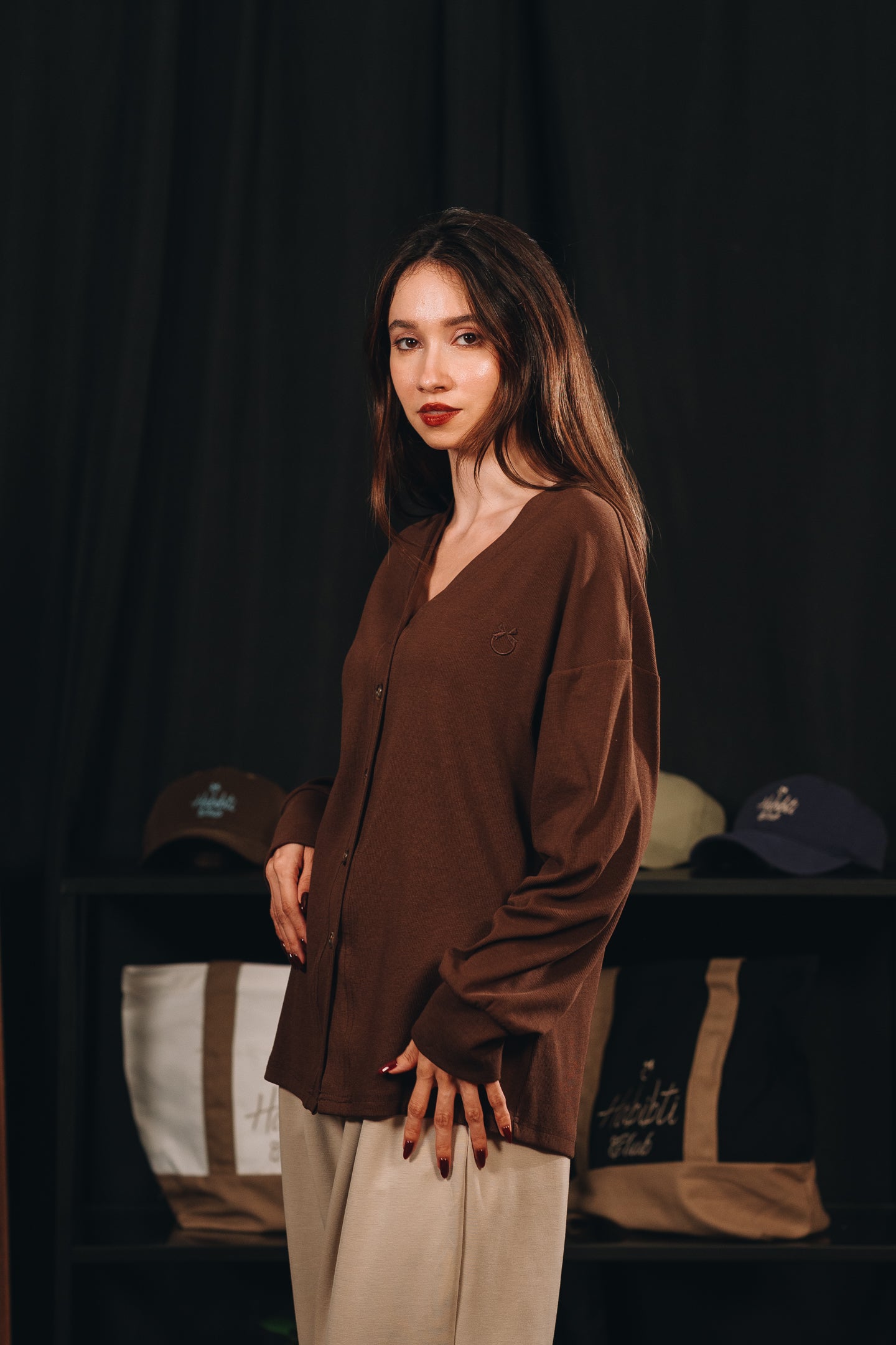 Modal Knitted Cardigan in Cocoa