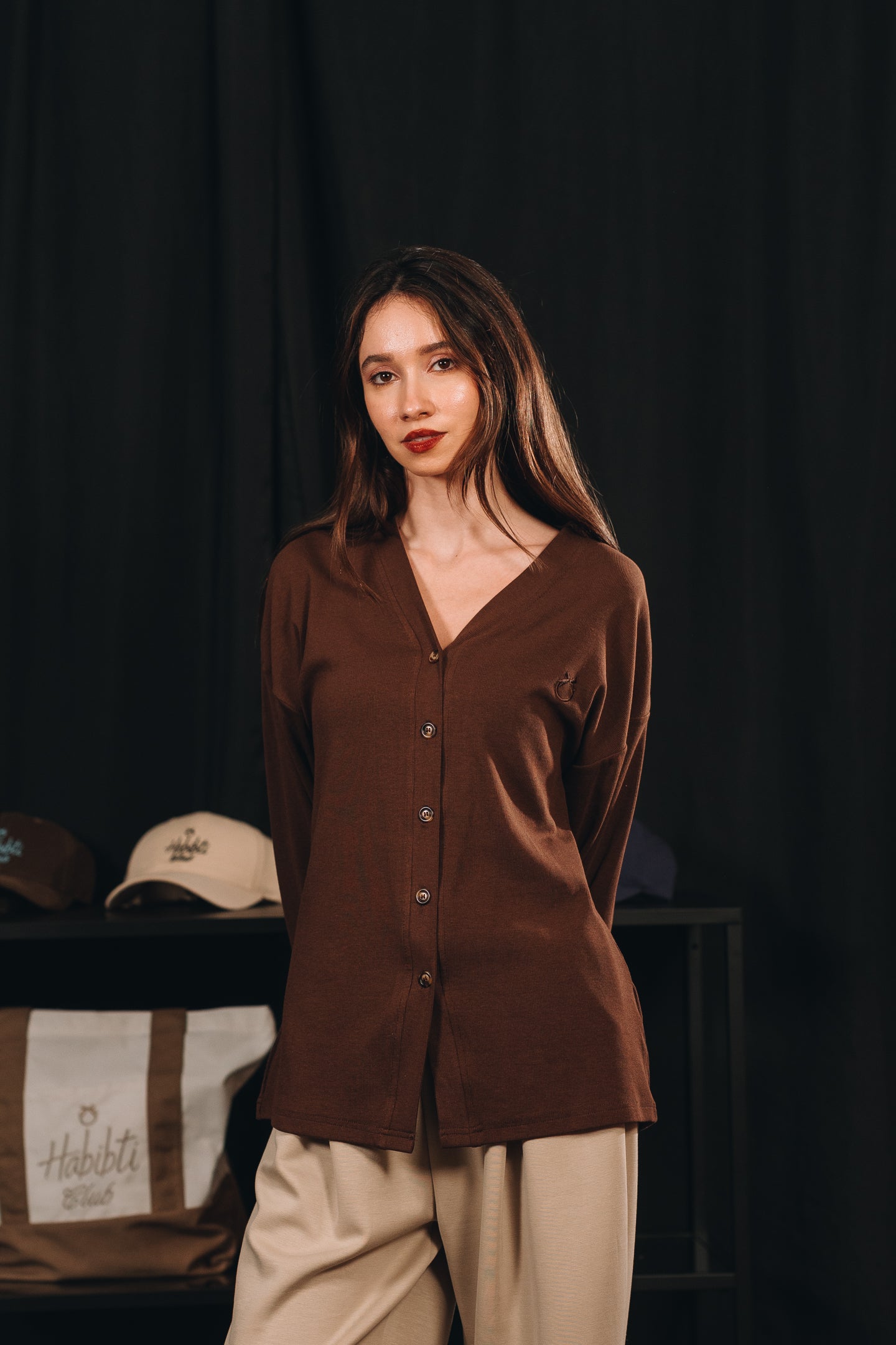 Modal Knitted Cardigan in Cocoa