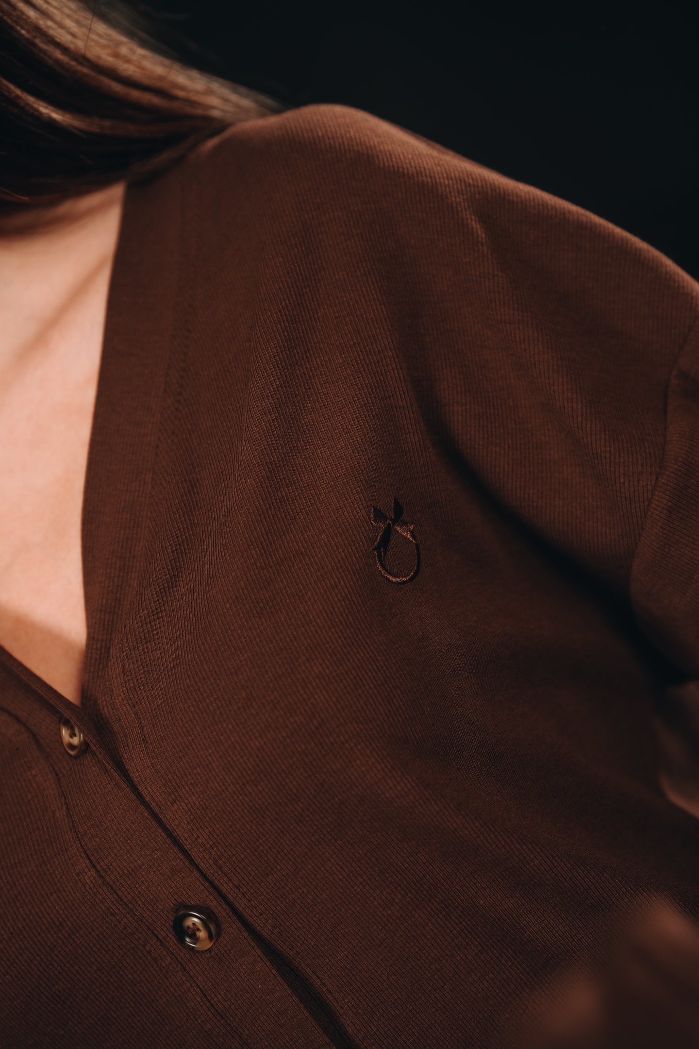 Modal Knitted Cardigan in Cocoa