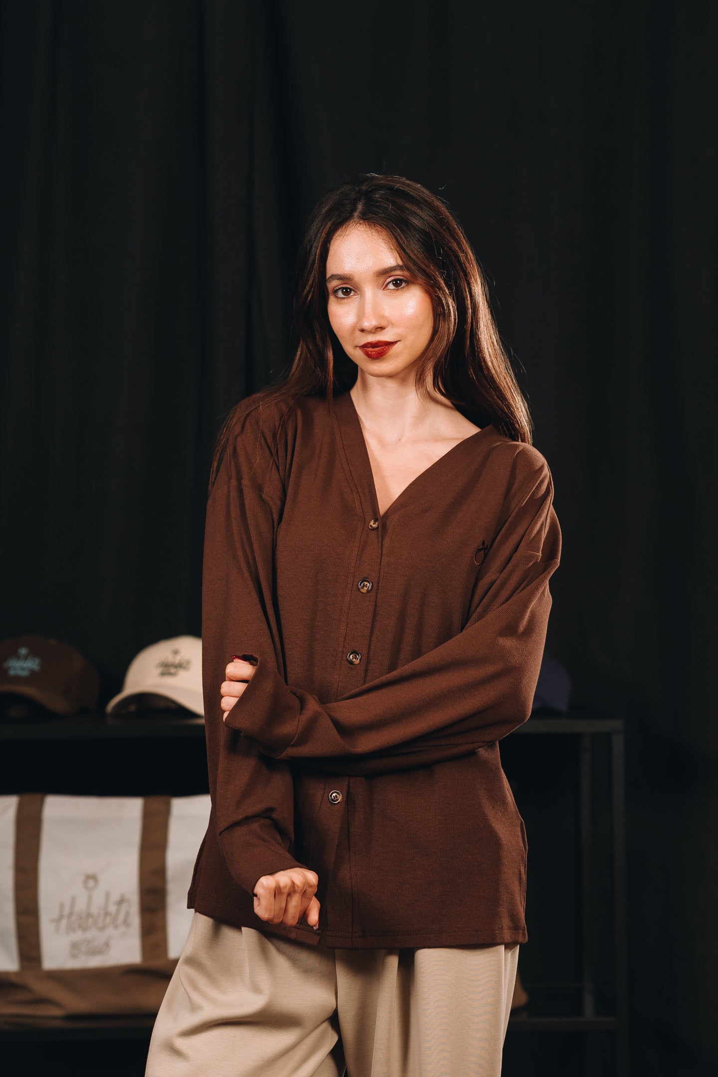 Modal Knitted Cardigan in Cocoa