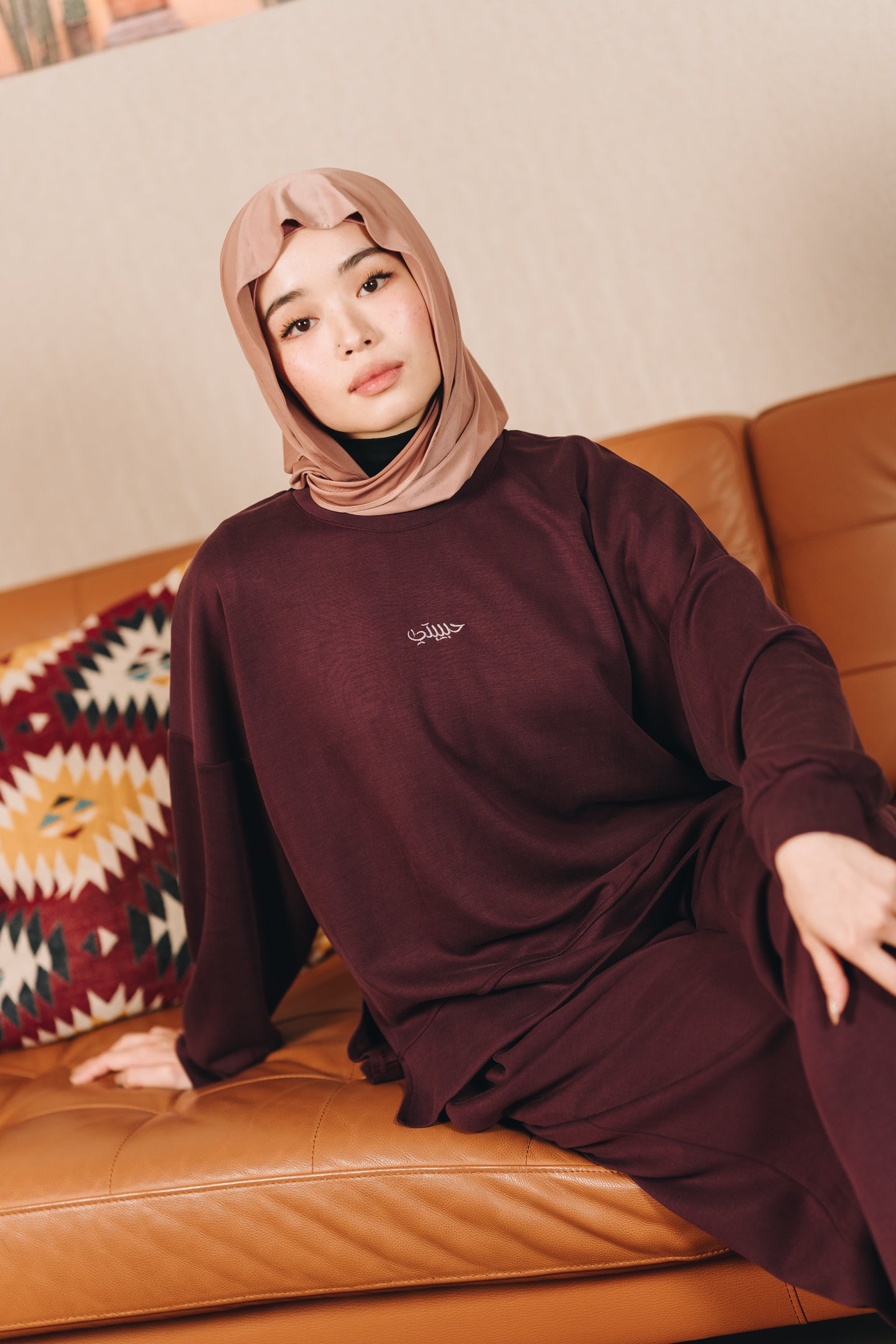 Modal Habibti Sweater in Burgundy
