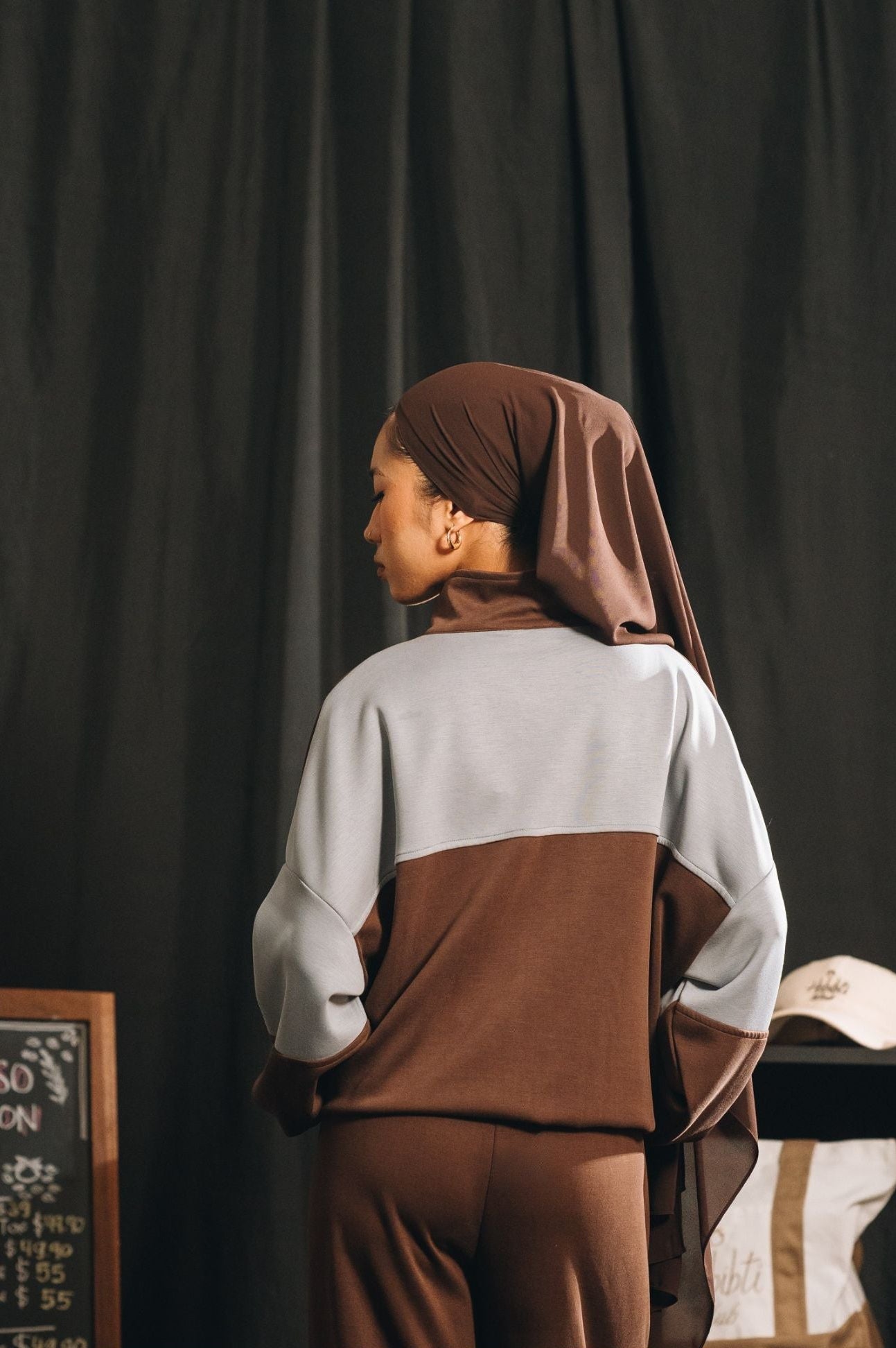 Habibti Modal Dual Tone Jacket in Brown